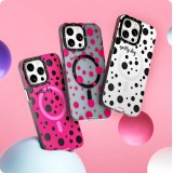 Coque iPhone 15 - Youngkit Colorful Polka Dots Case avec Magsafe - Rouge