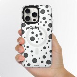 Coque iPhone 15 - Youngkit Colorful Polka Dots Case avec Magsafe - Rouge