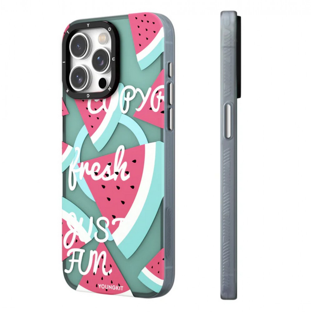 Coque iPhone 15 - Youngkit Summer Fruit-Themed Case avec Magsafe - Pastèque