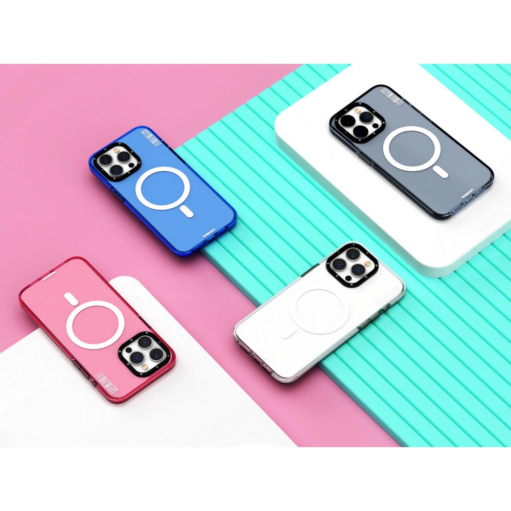 Coque iPhone 15 - Youngkit Transparent Crystal Glossy Case avec Magsafe - Bleu