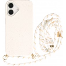 Coque iPhone 16 - Bio Eco-Friendly nature avec cordon collier - Blanc