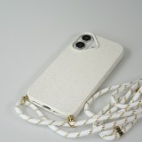 Coque iPhone 16 - Bio Eco-Friendly nature avec cordon collier - Blanc