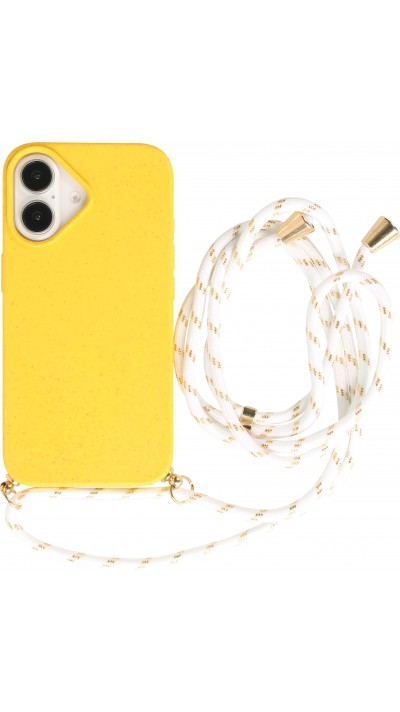 iPhone 16 Case Hülle - Bio Eco-Friendly Vegan mit Handykette Necklace - Gelb