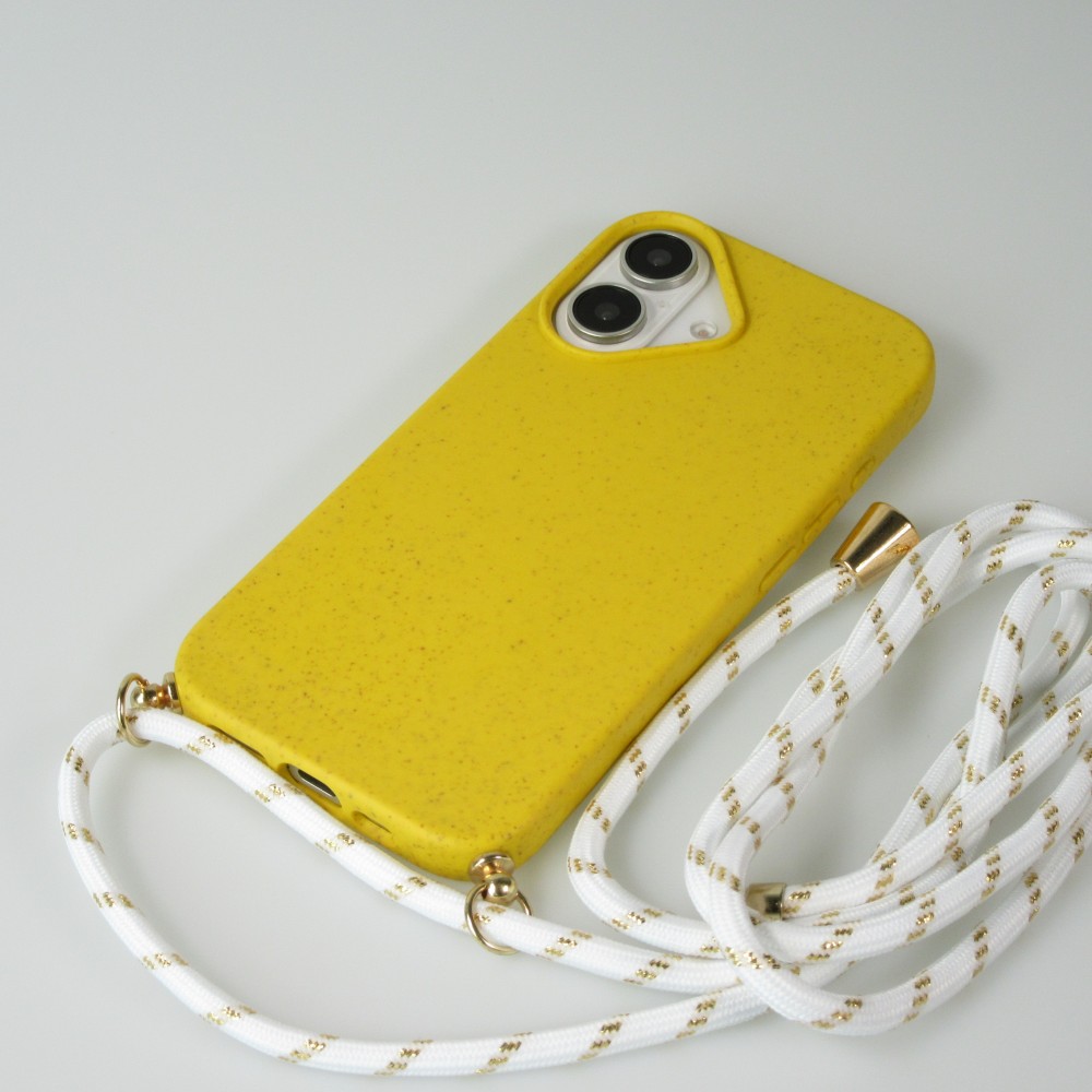 Coque iPhone 16 - Bio Eco-Friendly nature avec cordon collier jaune