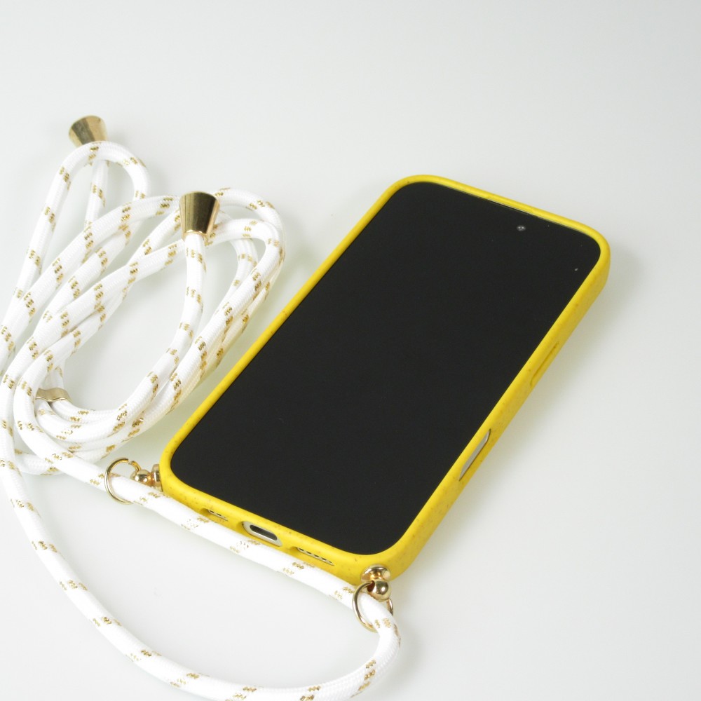 Coque iPhone 16 - Bio Eco-Friendly nature avec cordon collier jaune