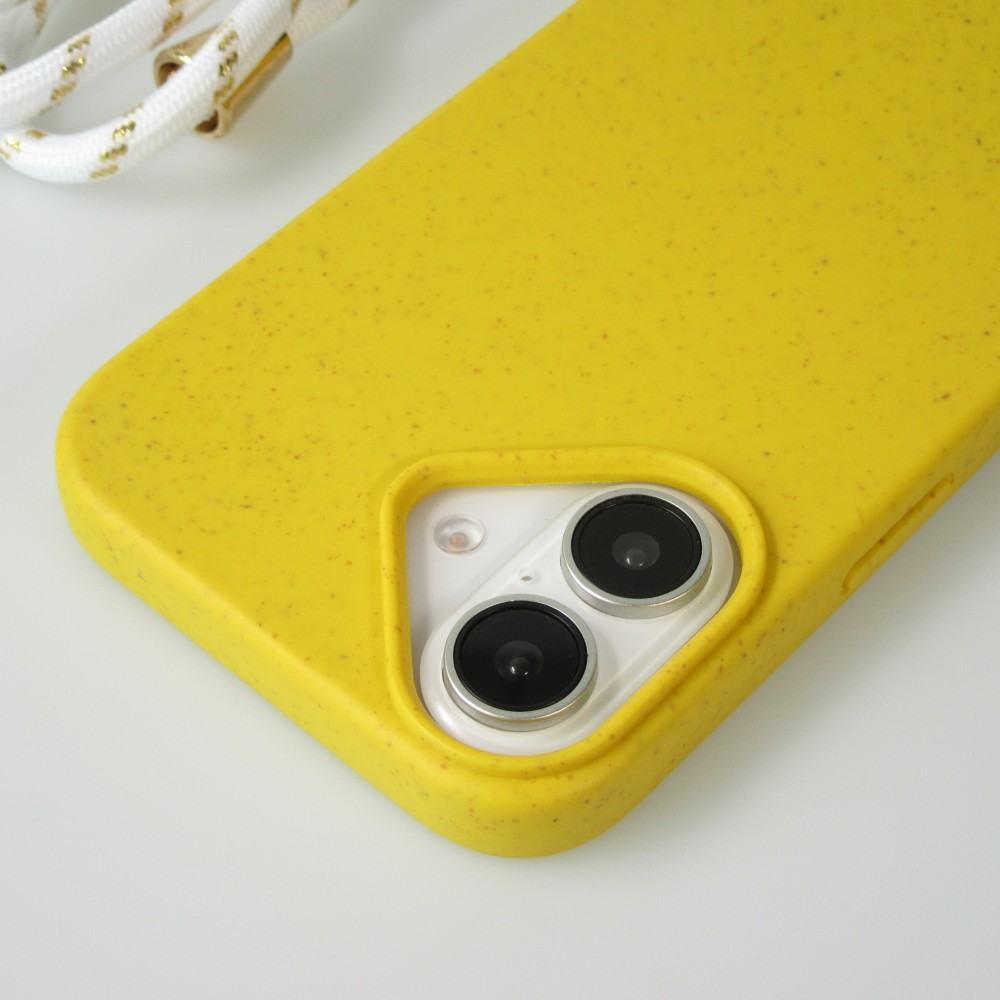 Coque iPhone 16 - Bio Eco-Friendly nature avec cordon collier jaune
