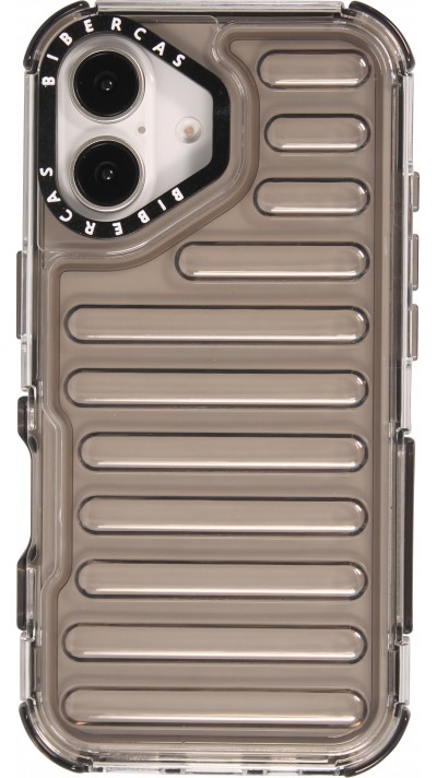iPhone 16 Case Hülle - Transparente Hart-Silikon Cover mit 3D Bulp Effekt und verstärkten Ecken - Grau
