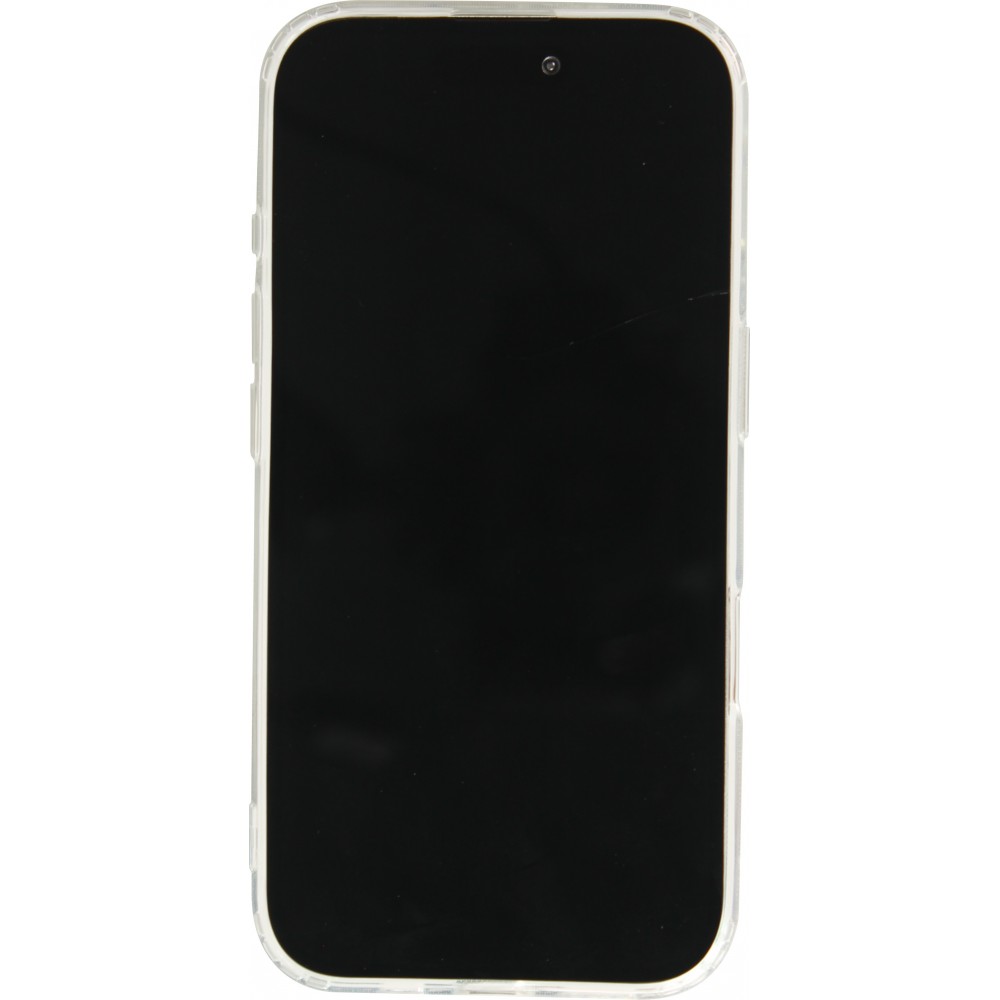 Coque iPhone 16e - Gel silicone rigide avec MagSafe rose bleue - Transparent