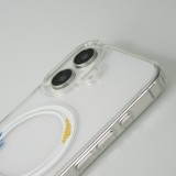 Coque iPhone 16e - Gel silicone rigide avec MagSafe rose bleue - Transparent