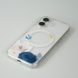 Coque iPhone 16e - Gel silicone rigide avec MagSafe rose bleue - Transparent
