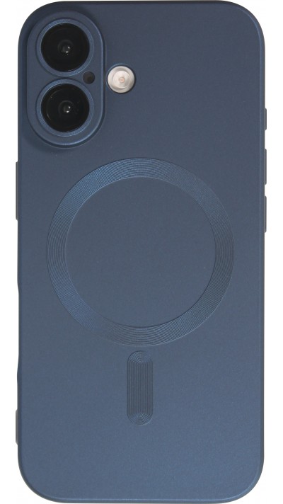 Coque iPhone 16 - Gel souple avec vitre de protection caméra MagSafe - Bleu foncé