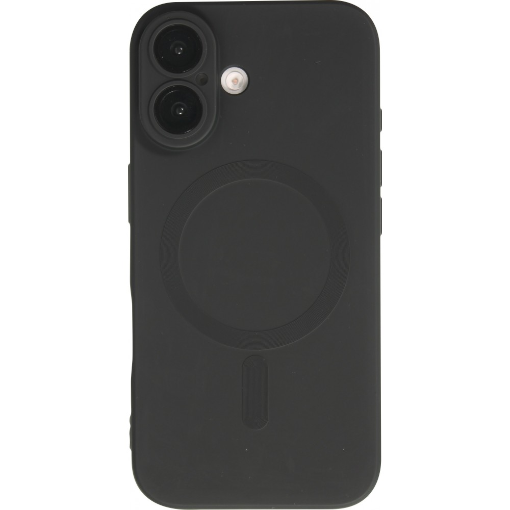 Coque iPhone 16 - Gel souple avec vitre de protection caméra MagSafe - Noir