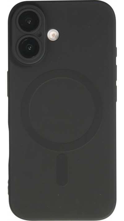 Coque iPhone 16 - Gel souple avec vitre de protection caméra MagSafe - Noir