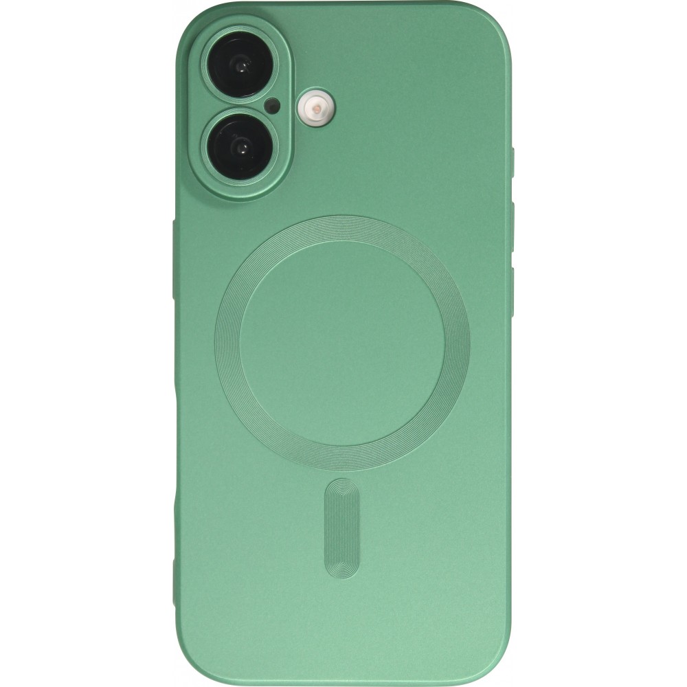 Coque iPhone 16 - Gel souple avec vitre de protection caméra MagSafe - Vert