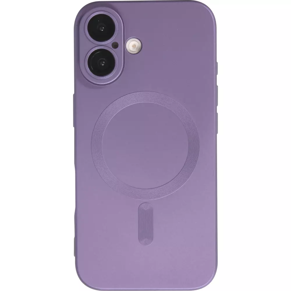iPhone 16 Case Hülle - Gummi weich mit Kameraschutzglas MagSafe - Violett