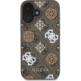 Coque iPhone 16 - Guess monogramme Peony avec MagSafe - Brun