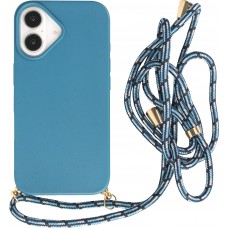 Coque iPhone 16 Plus - Bio Eco-Friendly nature avec cordon collier - Bleu