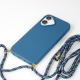 Coque iPhone 16 Plus - Bio Eco-Friendly nature avec cordon collier - Bleu