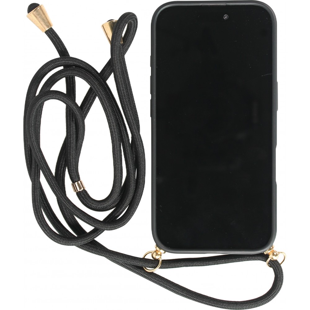 Coque iPhone 16 Plus - Bio Eco-Friendly nature avec cordon collier - Noir