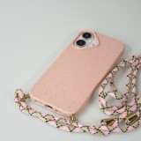Coque iPhone 16 Plus - Bio Eco-Friendly nature avec cordon collier - Rose
