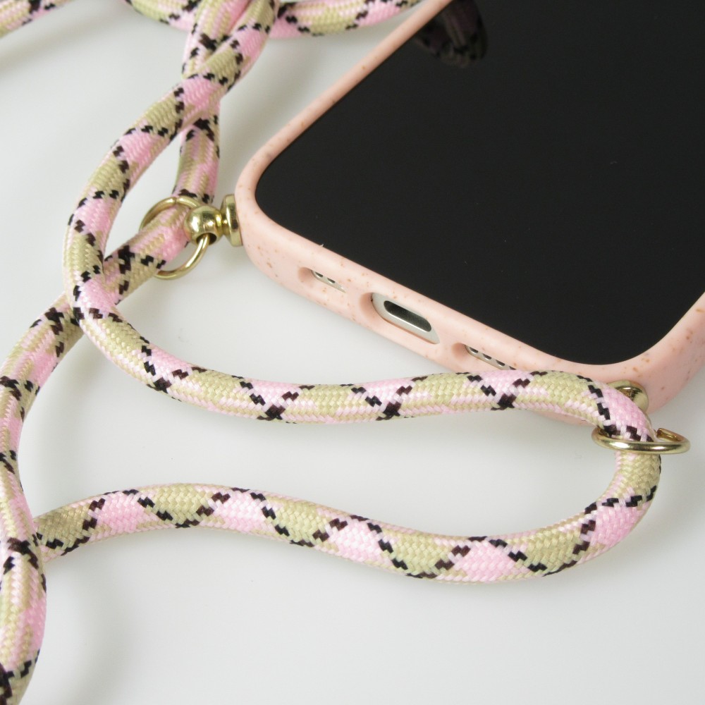 Coque iPhone 16 Plus - Bio Eco-Friendly nature avec cordon collier - Rose
