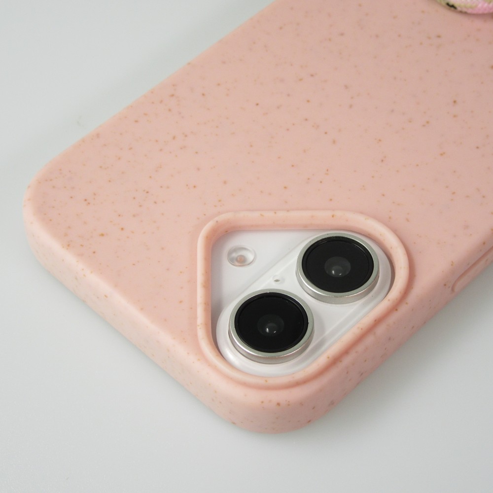 Coque iPhone 16 Plus - Bio Eco-Friendly nature avec cordon collier - Rose