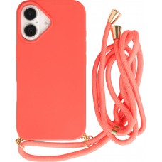 Coque iPhone 16 Plus - Bio Eco-Friendly nature avec cordon collier - Rouge