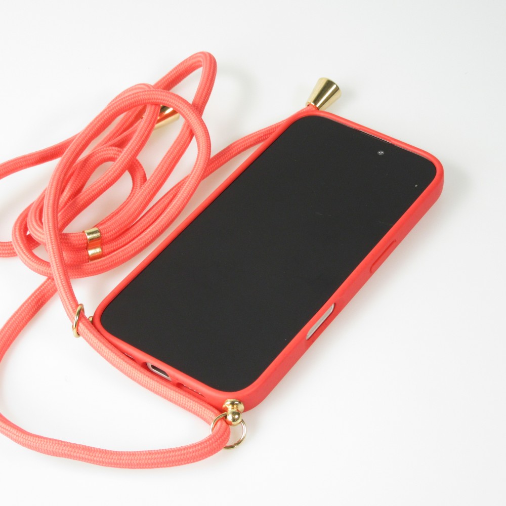 Coque iPhone 16 Plus - Bio Eco-Friendly nature avec cordon collier - Rouge