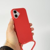 Coque iPhone 16 Plus - Bio Eco-Friendly nature avec cordon collier - Rouge