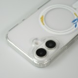 Coque iPhone 16 Plus - Gel silicone rigide avec MagSafe rose bleue - Transparent
