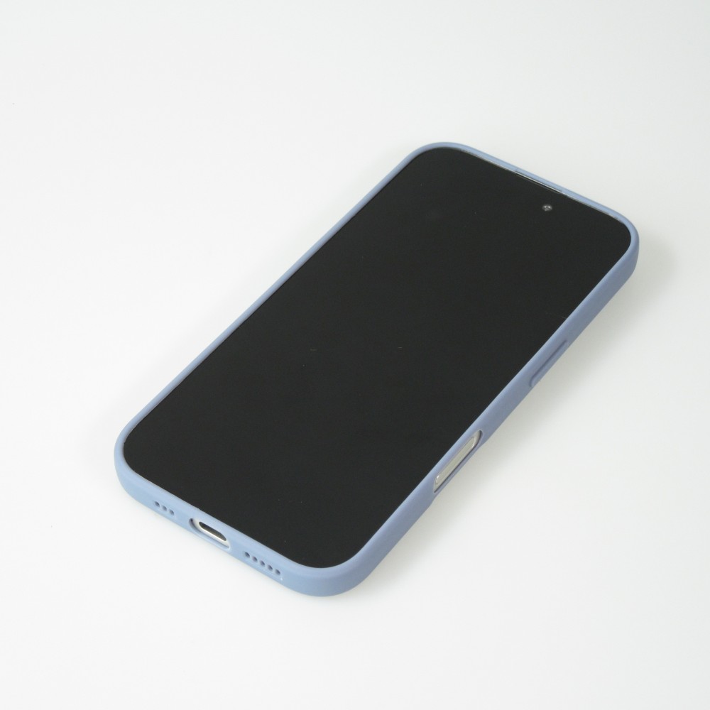 Coque iPhone 16 Plus - Silicone Mat Coeur doré - Bleu