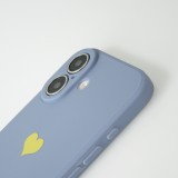 Coque iPhone 16 Plus - Silicone Mat Coeur doré - Bleu