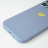 Coque iPhone 16 Plus - Silicone Mat Coeur doré - Bleu