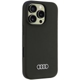 Coque iPhone 16 Pro - Audi silicone Soft Touch avec logo - Noir