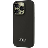 Coque iPhone 16 Pro - Audi silicone Soft Touch avec logo - Noir