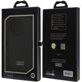 Coque iPhone 16 Pro - Audi silicone Soft Touch avec logo - Noir