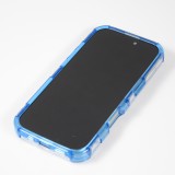 Coque iPhone 16 Pro - Couverture en silicone dur transparente avec effet Bulp 3D et coins renforc&eacute;s - Bleu