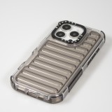 Coque iPhone 16 Pro - Couverture en silicone dur transparente avec effet Bulp 3D et coins renforc&eacute;s - Gris