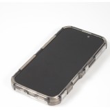 Coque iPhone 16 Pro - Couverture en silicone dur transparente avec effet Bulp 3D et coins renforc&eacute;s - Gris