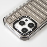 Coque iPhone 16 Pro - Couverture en silicone dur transparente avec effet Bulp 3D et coins renforc&eacute;s - Gris