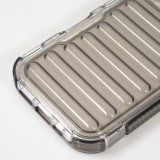 Coque iPhone 16 Pro - Couverture en silicone dur transparente avec effet Bulp 3D et coins renforc&eacute;s - Gris