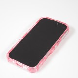 Coque iPhone 16 Pro - Couverture en silicone dur transparente avec effet Bulp 3D et coins renforc&eacute;s - Rose