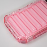 Coque iPhone 16 Pro - Couverture en silicone dur transparente avec effet Bulp 3D et coins renforc&eacute;s - Rose