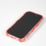 Coque iPhone 16 Pro - Couverture en silicone dur transparente avec effet Bulp 3D et coins renforc&eacute;s - Rouge