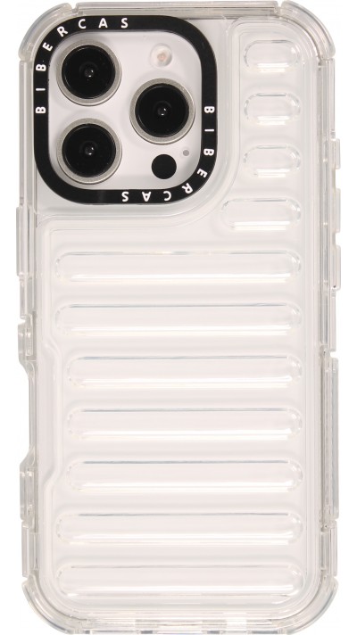 Coque iPhone 16 Pro Max - Couverture en silicone dur transparente avec effet Bulp 3D et coins renforcés - Transparent