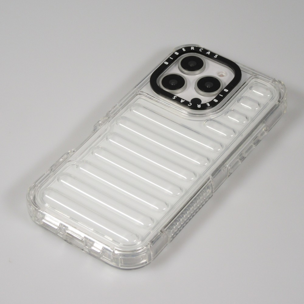 Coque iPhone 16 Pro Max - Couverture en silicone dur transparente avec effet Bulp 3D et coins renforcés - Transparent