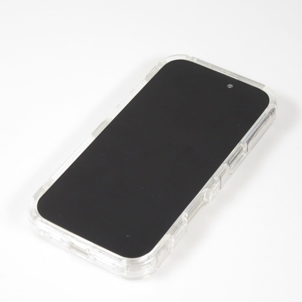 Coque iPhone 16 Pro Max - Couverture en silicone dur transparente avec effet Bulp 3D et coins renforcés - Transparent