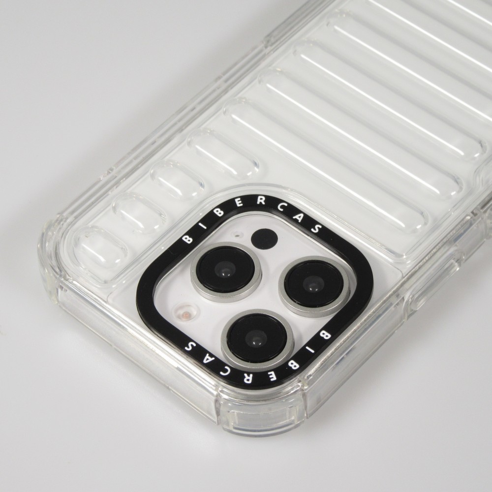Coque iPhone 16 Pro Max - Couverture en silicone dur transparente avec effet Bulp 3D et coins renforcés - Transparent