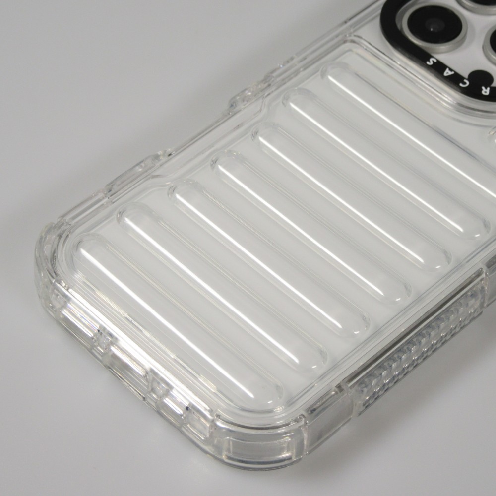 Coque iPhone 16 Pro Max - Couverture en silicone dur transparente avec effet Bulp 3D et coins renforcés - Transparent