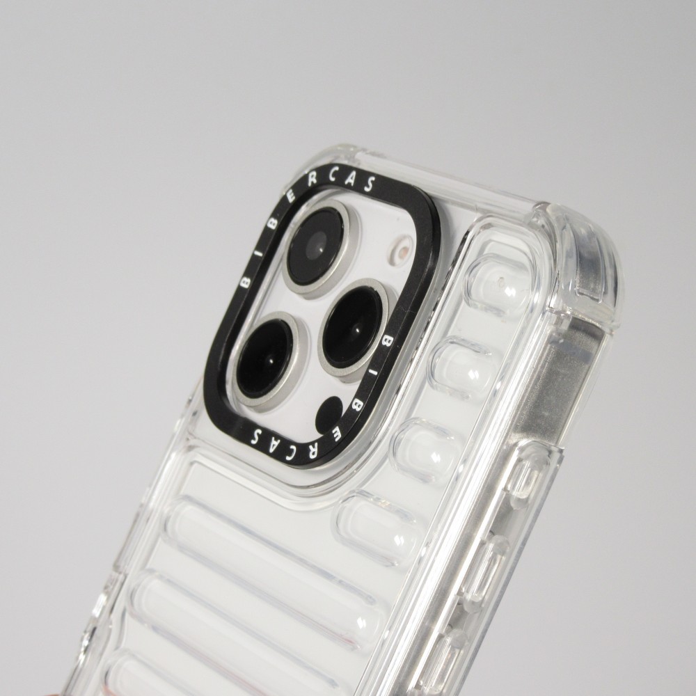 Coque iPhone 16 Pro Max - Couverture en silicone dur transparente avec effet Bulp 3D et coins renforcés - Transparent